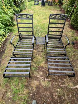 Metal Iron Outdoor Chairs + Foot Stools