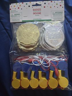 Party Favors- Play Badges & Whistles- Set Of 12