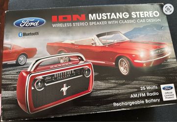 ION Mustang Stereo Wireless Rechargeable Bluetooth Speaker Radio NIB Rare