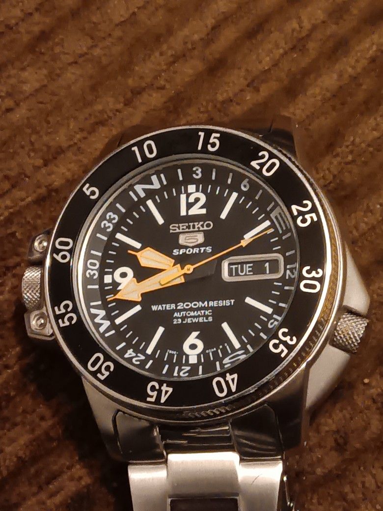 [Top Mint] SEIKO 5 Sports 7S36-01E0 Atlas Landshark Automatic Black Dial #147
