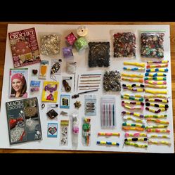 Assorted Craft Items - Buttoons, Yarn/Thread Remnants, ribbon & Other
