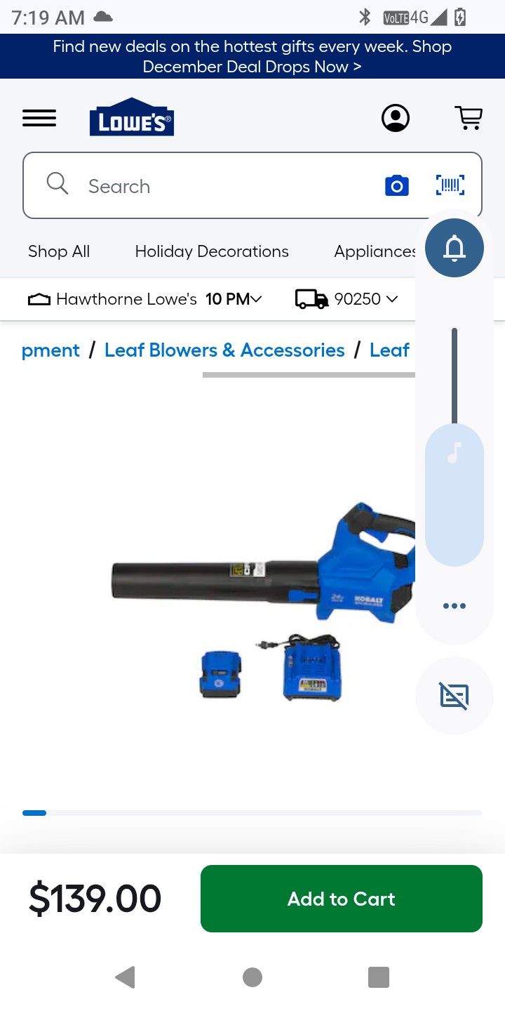 New Kobalt Brushless Leaf Blower Kit New $140+Tax