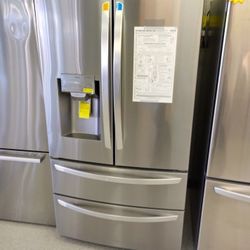 LG STAINLESS STEEL 4 DOOR FRENCH DOOR 28 CB FT OPEN BOX ITEM 70AL