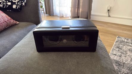 Double Watch Winder Box Black Leather