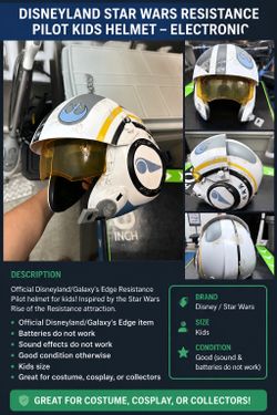 Disneyland Star Wars Resistance Pilot Kids Helmet