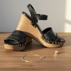 Black Wedge Sandle