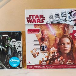 NEW UNOPENED ~ STAR WARS PUZZLE + STAR WARS KLEENEX TISSUES