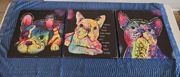 3-Piece French Bulldog Canvas Wall Art Set | Colorful Dog Décor
