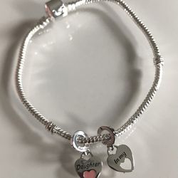 Sterling Silver Charm Bracelet With Daughter Charms 
