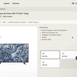 LG TV UHD 70 Series 65 inch Class 4K Smart UHD TV