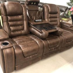 Power Reclining Leather Sofa Couch With İnterest Free Payment Options Game Zone 