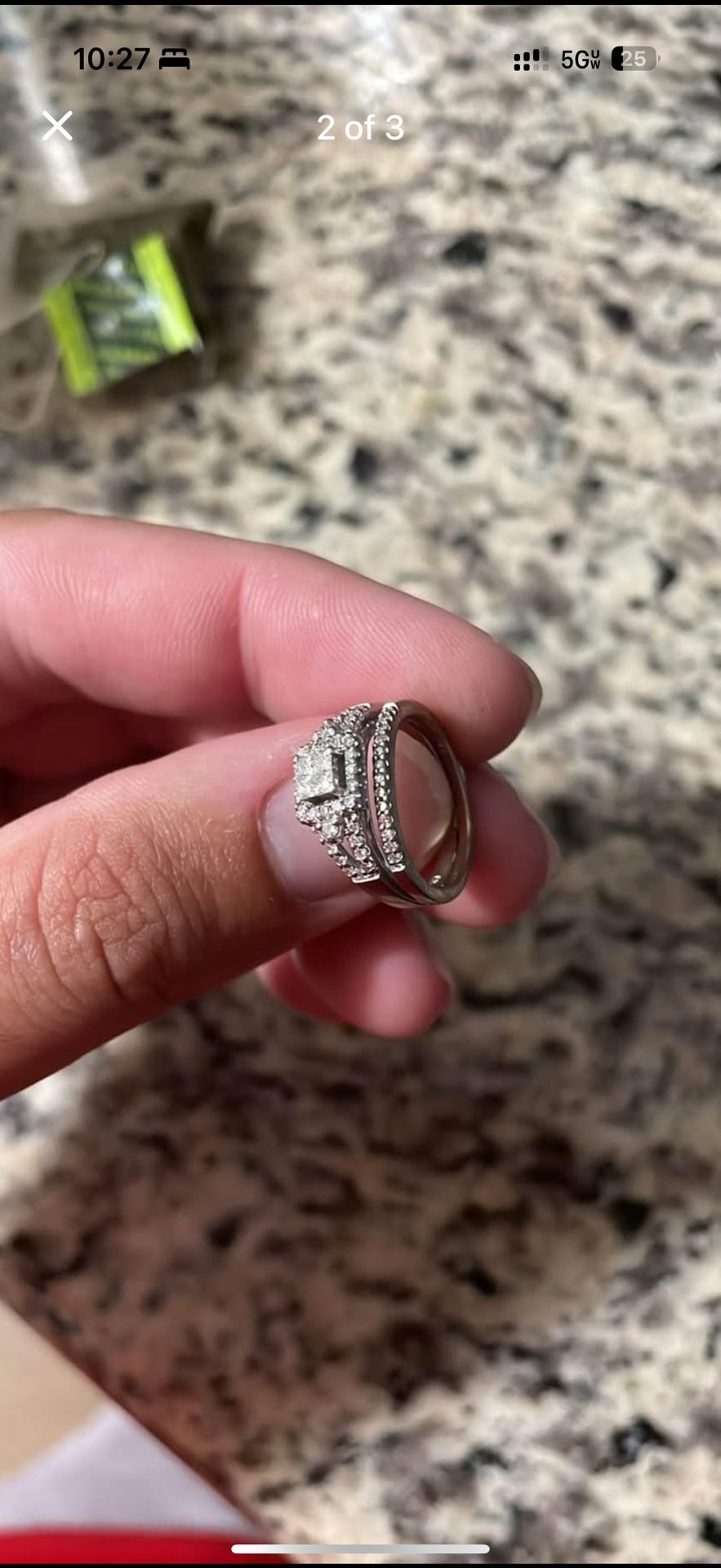 10k White Gold Diamond Ring Size 5 Engagement/wedding Set Of 2 Rings