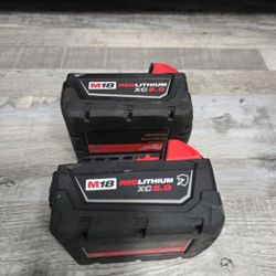 2... MILWAUKEE M18  XC5.0 BATTERIES LIKE NEW