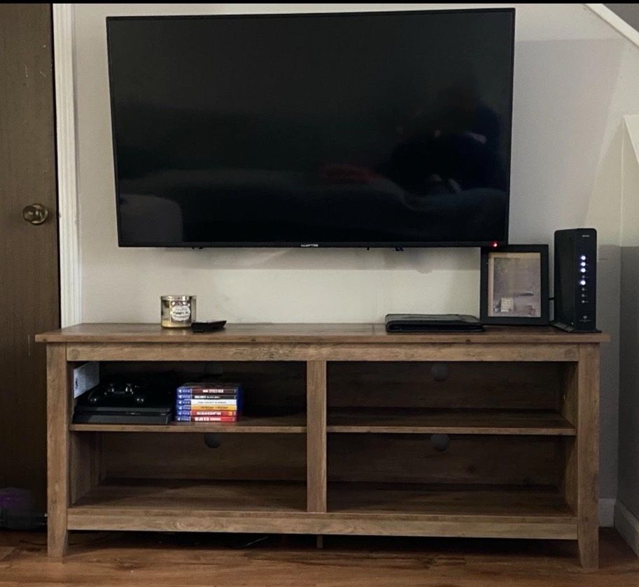 Rustic Oak 58” TV Storage Entertainment Center Stand - New