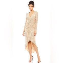 Ieena For Mac duggal Sequin Knotted Midi Dress size 4