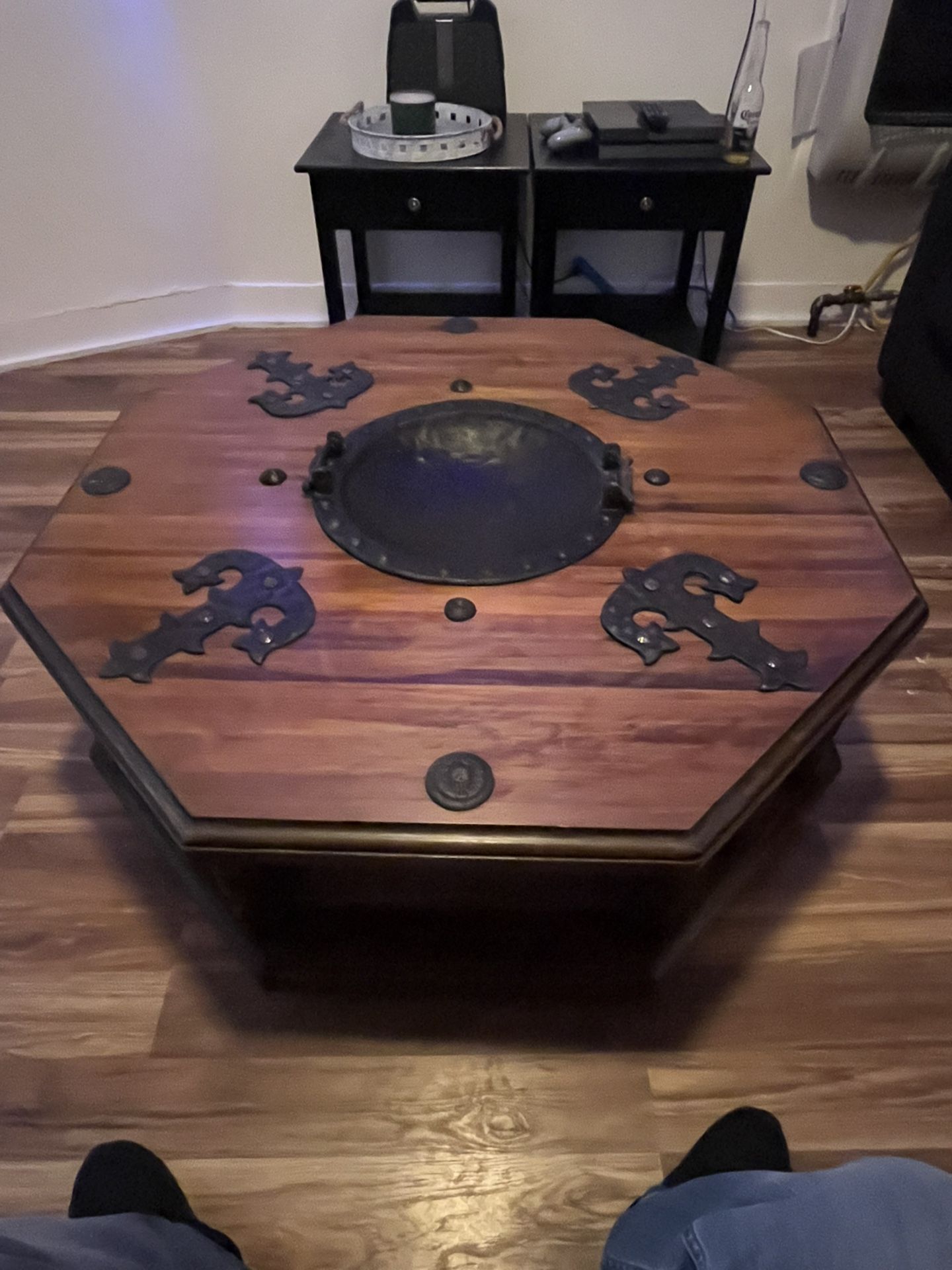 Spanish Colonial Revival Rustic Octagon Brazier Coffee Table