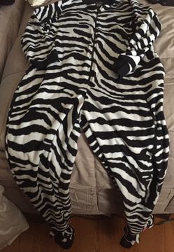Zebra onesie for an adult