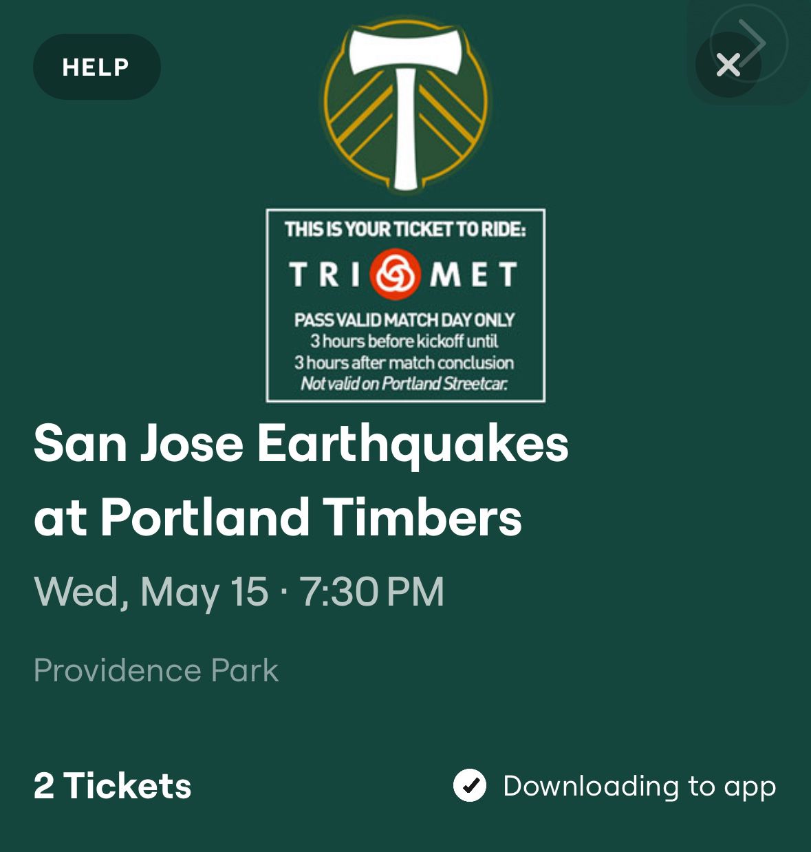 2 Tickets To Timbers Vs San Jose Wednesday 5/15
