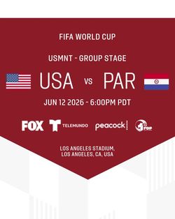 USA vs Paraguay World Cup Match - 4 tickets