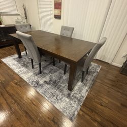 7 Foot Wood Dining  Room Table with 4 chairs 