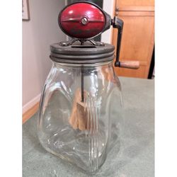 Antique Lg Dazey No. 8 Glass Butter Churn 1920s/40s Hand crank & wooden Paddles