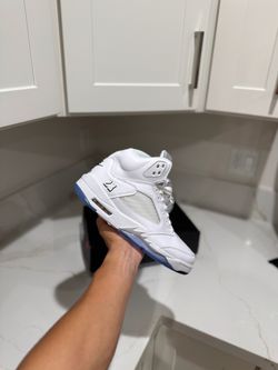 Air Jordan 5 White Ice Blue Sole Sneaker
