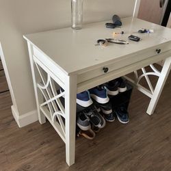 Small White Desk Or Entryway Table With Drawer