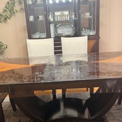 Dining Table Set with 4 Chairs + China Server (Bob’s Furniture)