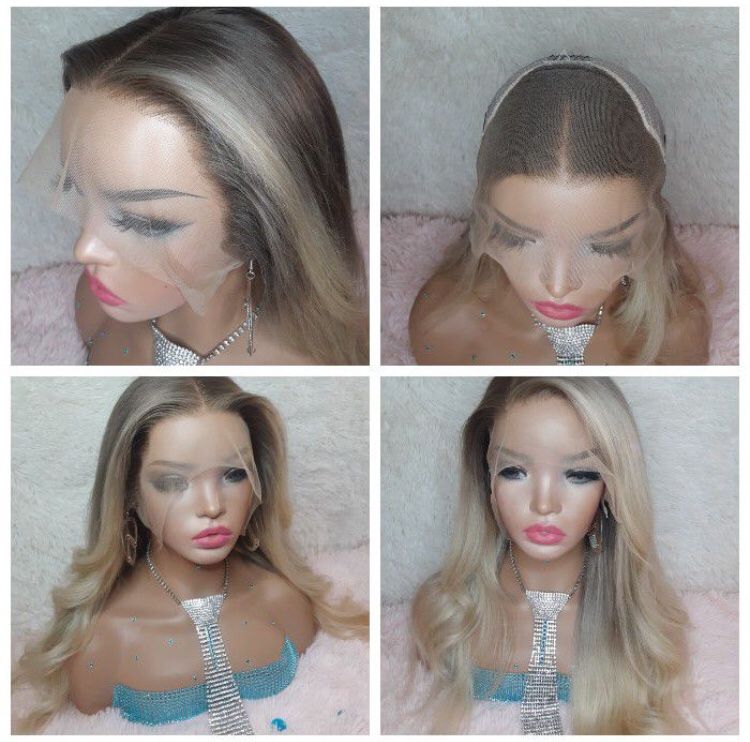 22 Inch or shorter Natural Brown Root Blonde Lace Wig