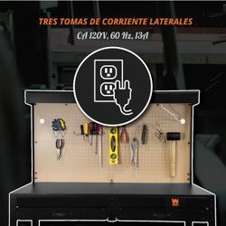 Workbench with sockets and light, New item in box the images are illustrative