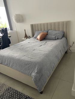 Queen bed frame + mattress $200