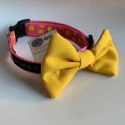 Yellow Bow Tie/ Polka Dots Pet Collar