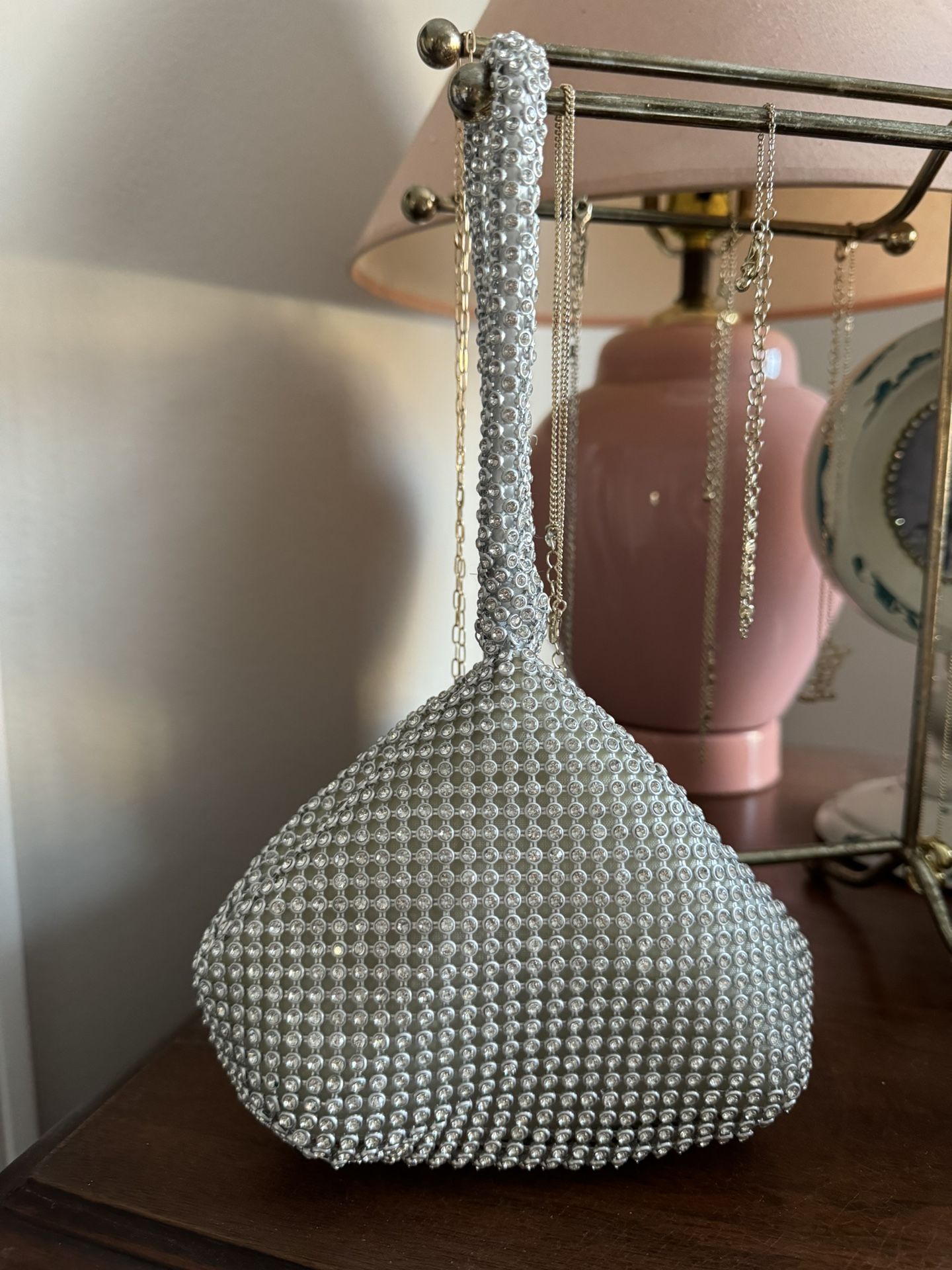 Rhinestone Bling triangle Event/party bag silver