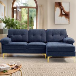83" Chenille L Shape Convertible Sofa, Modern Sofa Couch for Living Room