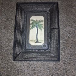 Tropical 3-D Raised Resin Palm Tree with Iron Metal Frame
