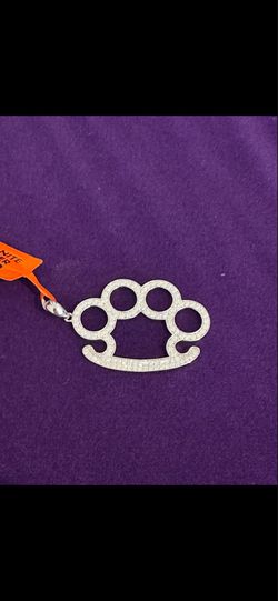 Solid 925 Silver Moissanite Brass Knuckles Pendant
