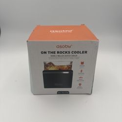 NIB Asobu On The Rocks Cooler Whiskey Glass & Black Insulated Sleeve 10 Oz New