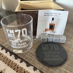 70th Birthday Whiskey Glass Set ✨new 