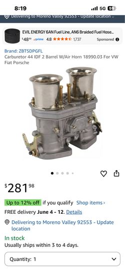 Carburetor 44 IDF 2 Barrel W/Air Horn 18990.03 For VW Fiat Porsche