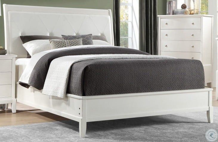 Brand new white padded queen bed frame, 14" thick memory gel mattress, box spring