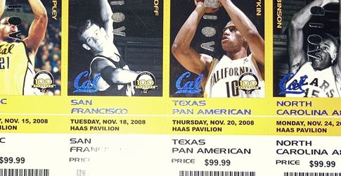 Beautiful Uncut Sheet Of Cal Bears Basketball Tickets - 2008