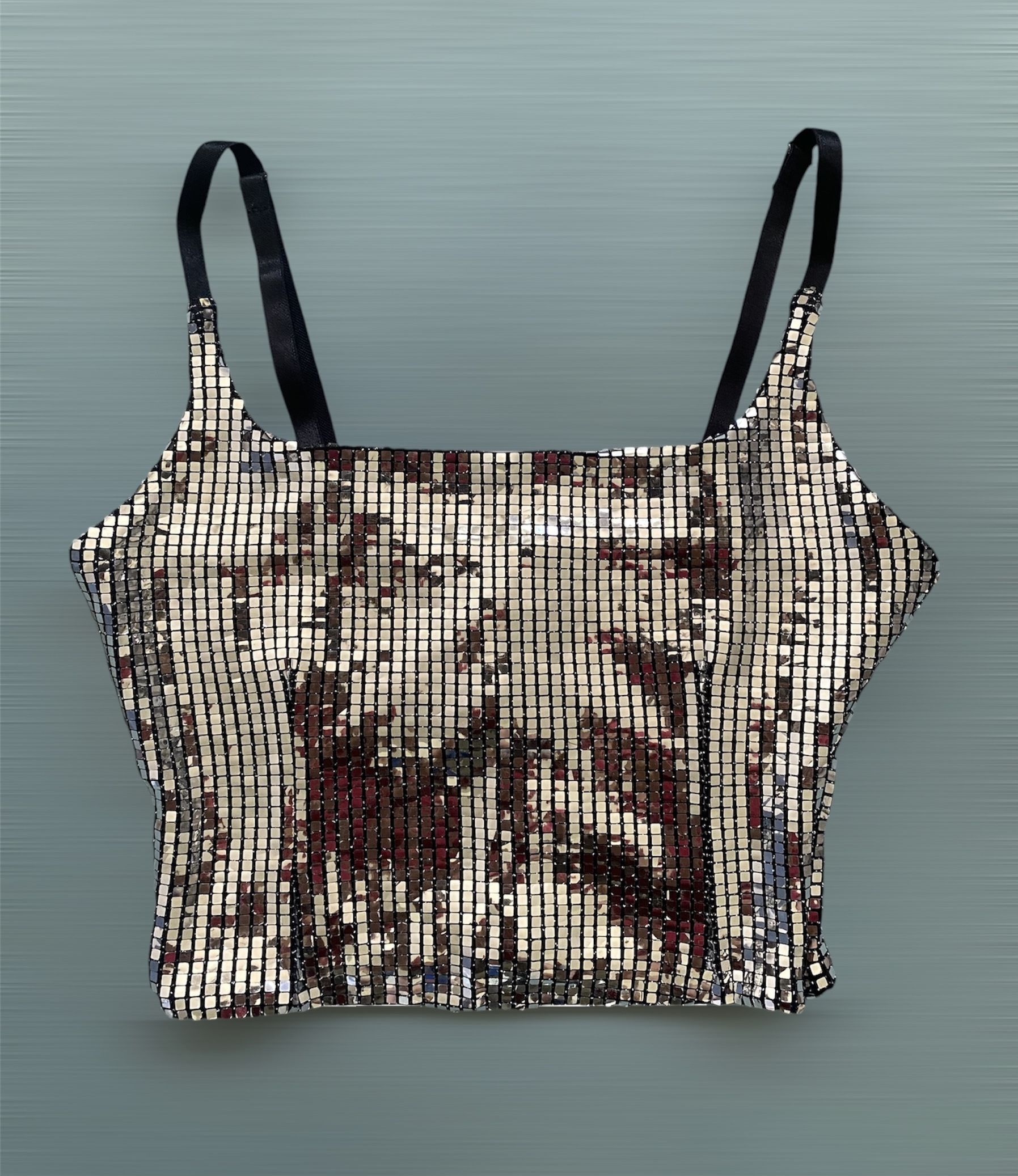 Metallic Sequins Crop Top 