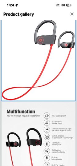 Otium Bluetooth Headphones,Wireless Earbuds IPX7 Waterproof Sports Earphones with Mic HD Stereo Sweatproof in-Ear Earbuds Gym Running Workout 15 Hour 
