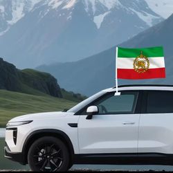 Iran Flag Window Car Lion Sun Shir Khorshid Glory Persia  Fabric Durable  With Stick Stand