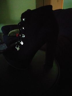 Lace up open toe booties