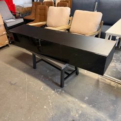 OXYLIFE 63" Media Console Floating Tv Stand with Led Light and 3 Drawers in Black