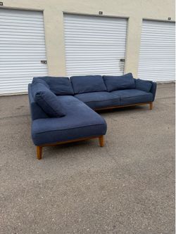 Blue 2 Piece L Shape Sectional Sofa-Free Curbside Delivery
