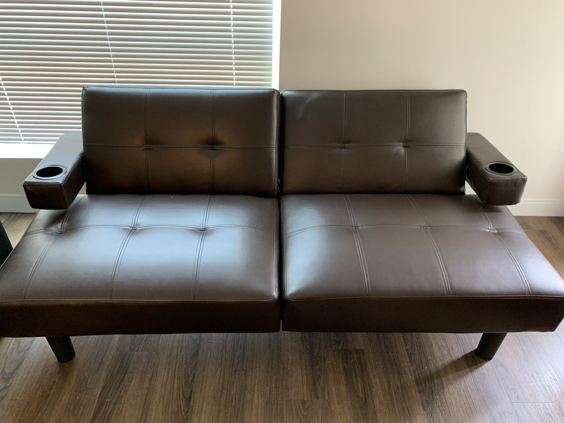 Faux leather futon - espresso color