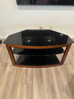 Modern Glass & Wood TV Stand 🖤– Like New