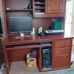 Vintage Solid Wood Elite Computer Desk W Or Wo Hutch !  $275 OBO